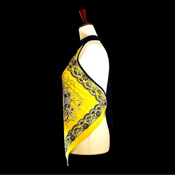 women’s yellow bandana halter top with metal embellishment, SIZE S - Picture 8 of 10